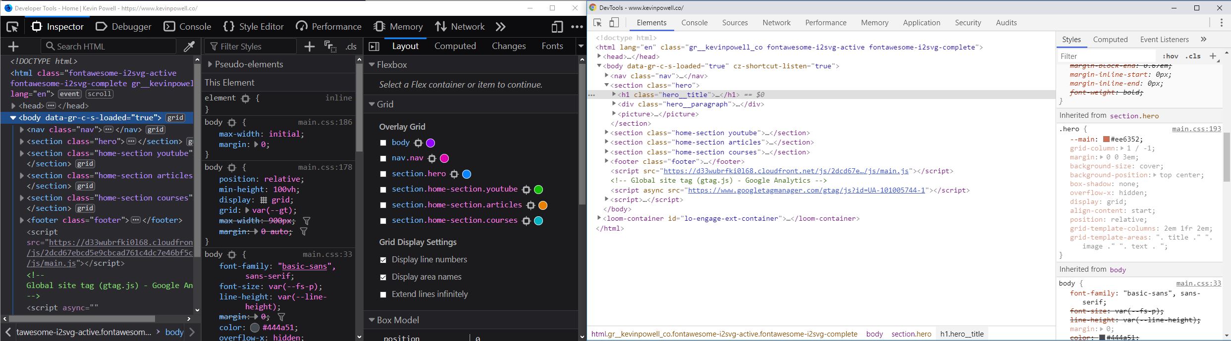 both Firefox and Chrome's devtools